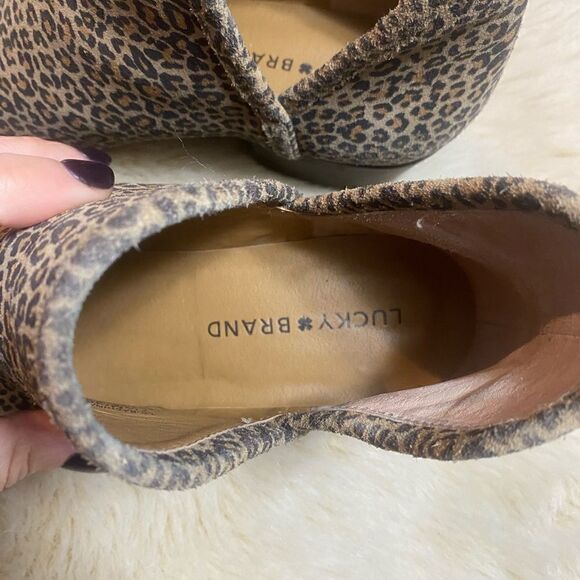 Lucky Brand Baley 2 Leopard Print Suede Ankle Boots size 7.5 - Picture 6 of 7